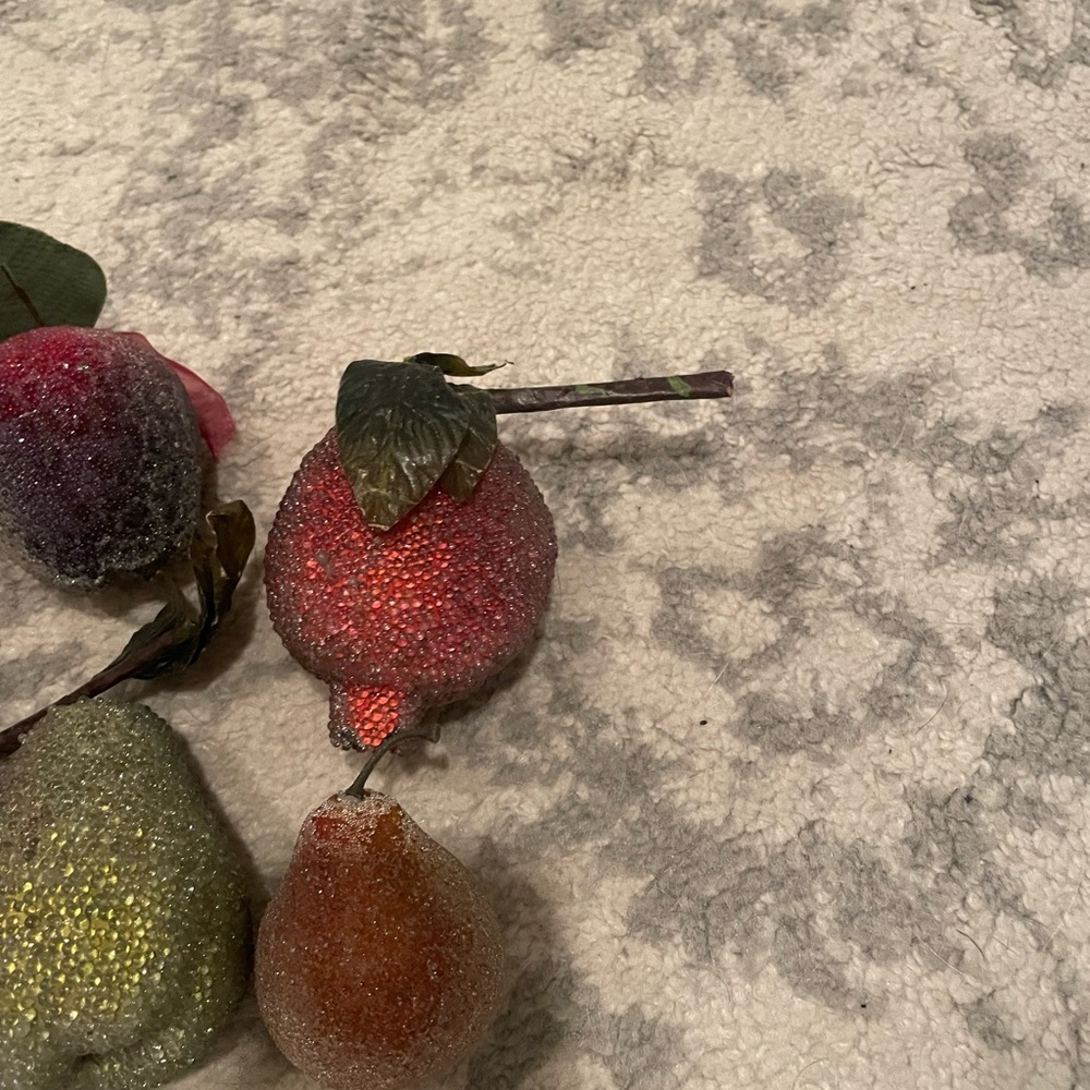 Artificial Beaded Fake Faux Fruit Sugared Lot of 5 . Vintage pears, pomegranate - Picture 4 of 10